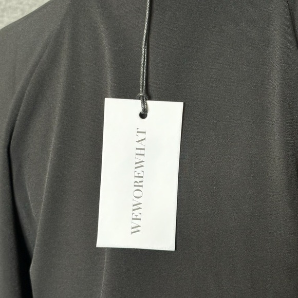 WeWoreWhat Cutout Asymmetrical Black Stretch Flower Midi Dress Womens Size M - Picture 10 of 15